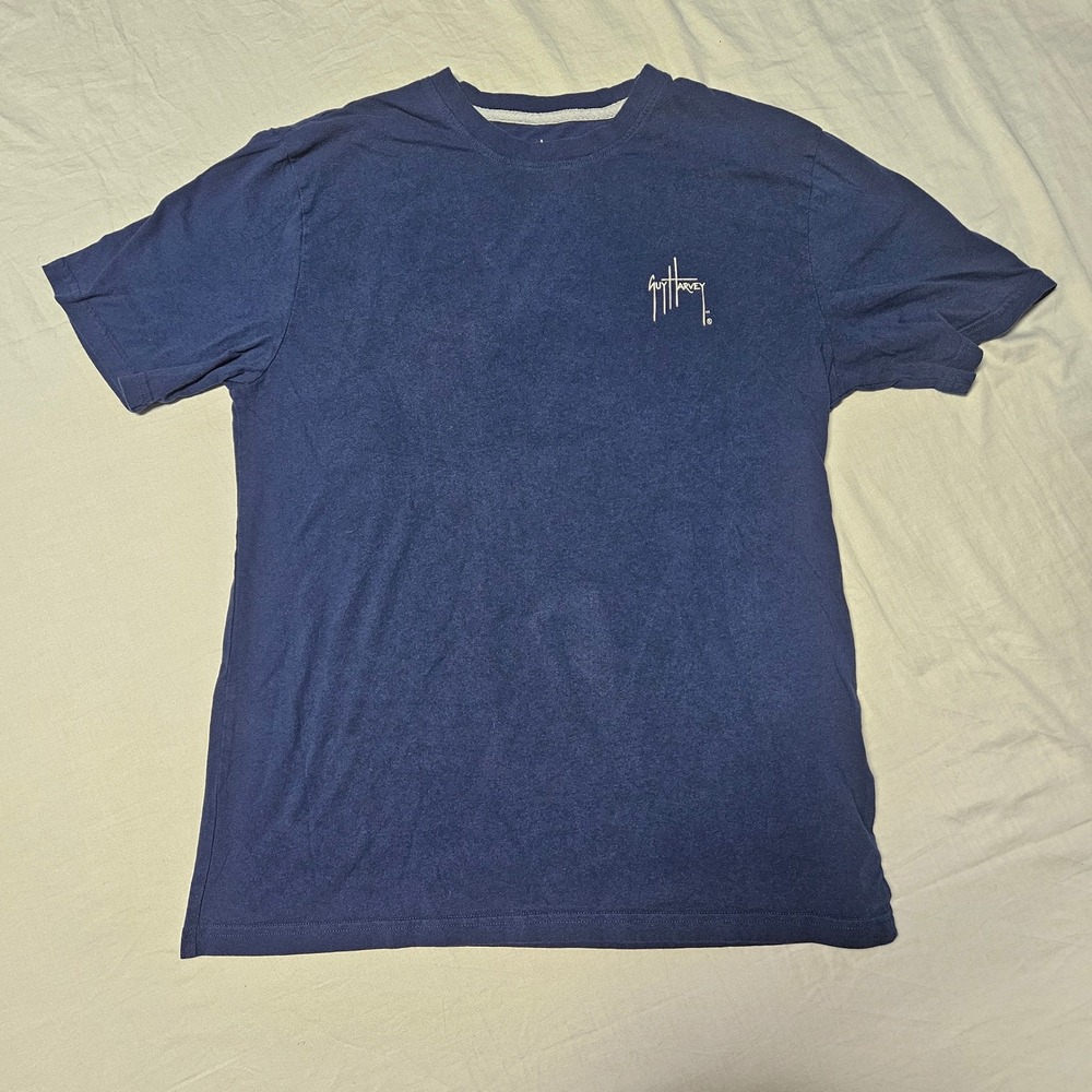 Guy Harvey T-Shirt Mens Medium Blue Short Sleeve Graphic Fishing Coastal Tee